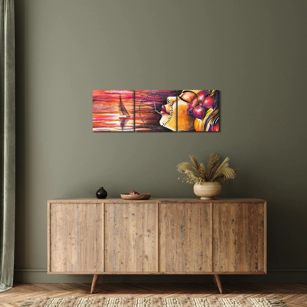 Obraz - Wspomnienia lata (z zegarem) (90x30 cm)