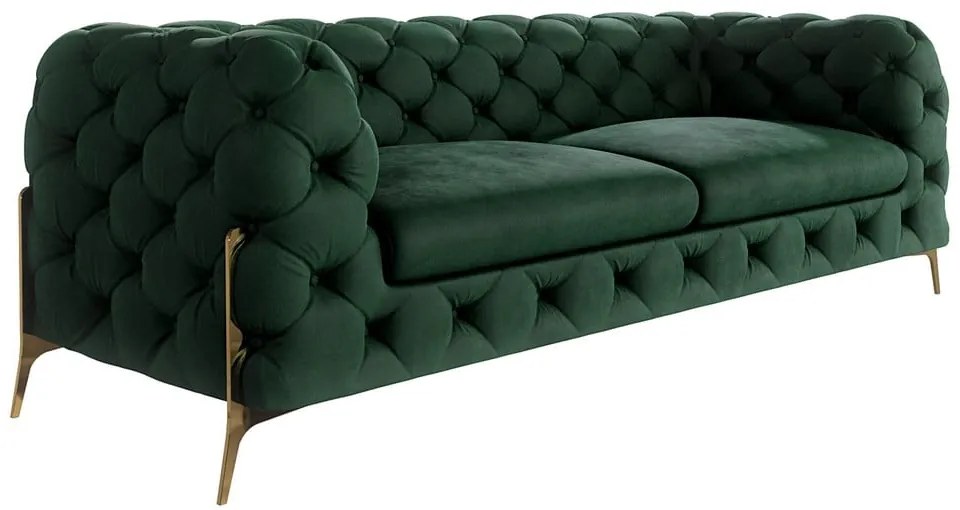 Ciemnozielona aksamitna sofa 225 cm Chelsea Bis – Ropez