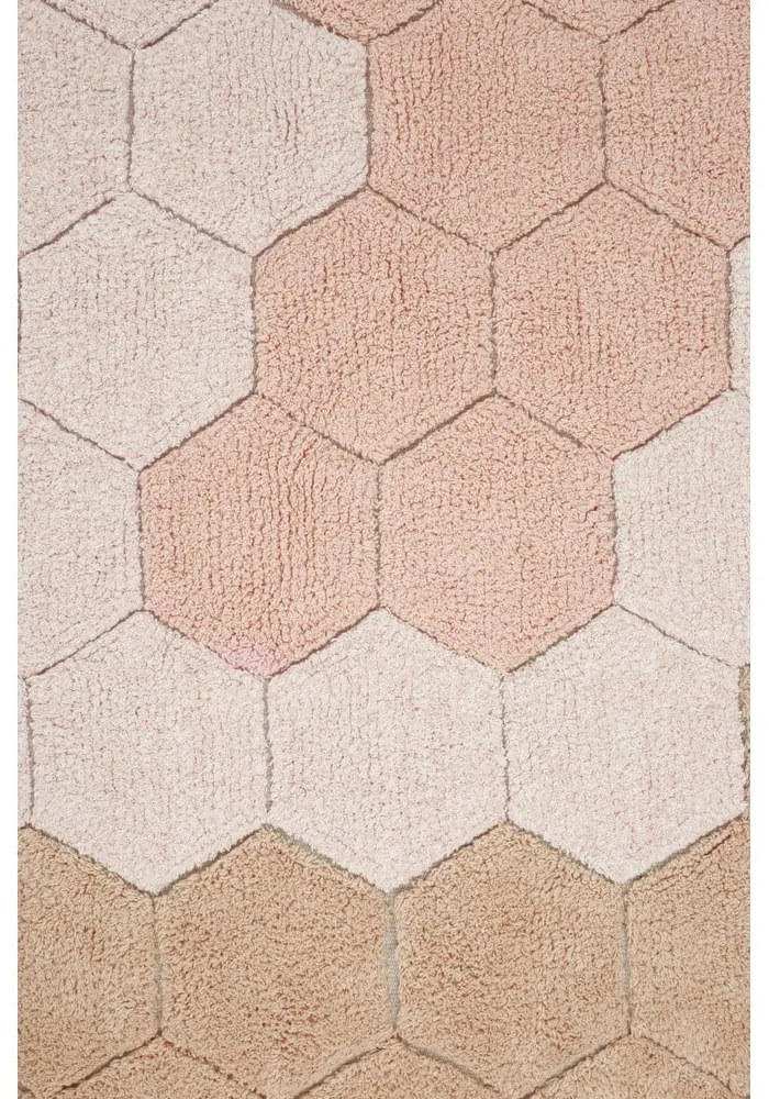 Jasnoróżowy bawełniany okrągły dywan tkany ręcznie odpowiedni do prania ø 140 cm Honeycomb Rose – Lorena Canals