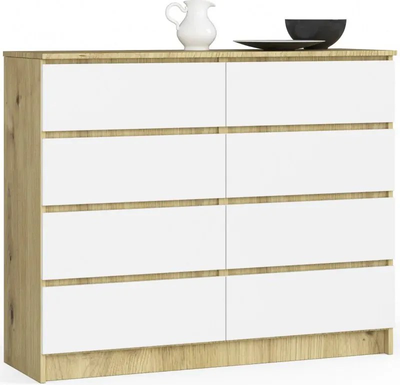 Skandynawska Komoda Do Salonu Dąb Artisan + Biały W6-A11