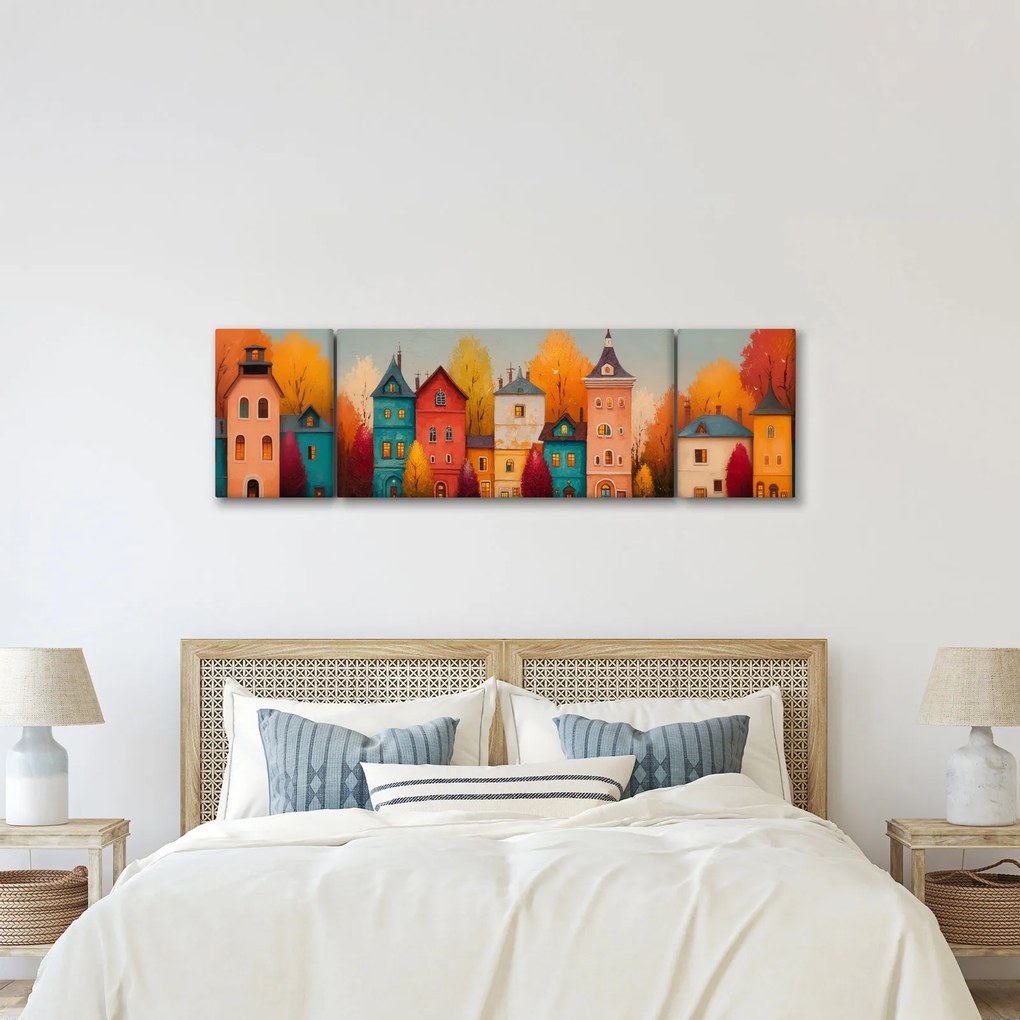 Obraz - Jesienna wieś (170x50 cm)