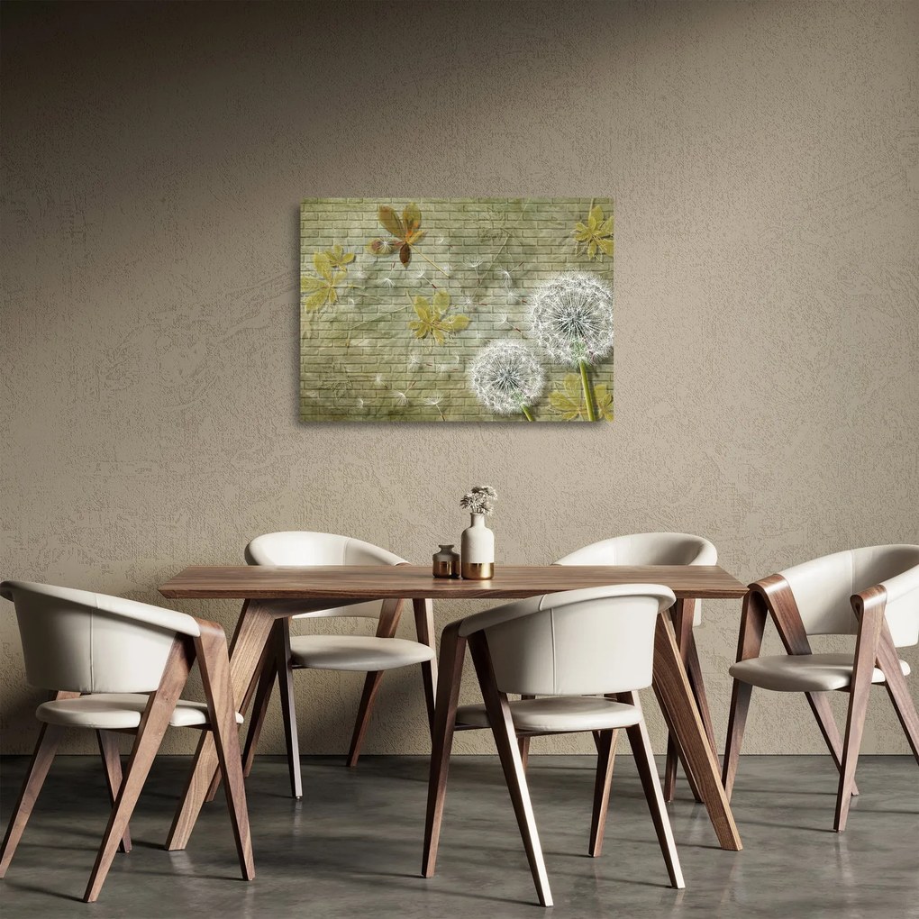 Obraz na szkle - Dmuchawce unoszone wiatrem (70x50 cm)