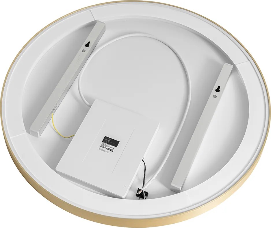 Lustro łazienkowe złote 70 cm z LED, 3-stopniowy ściemniacz dotykowy, okrągłe - Miral