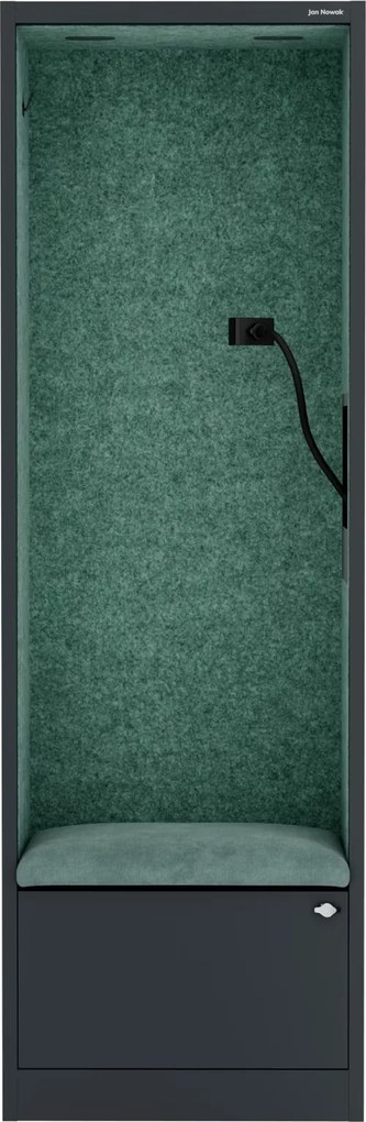 Kabina akustyczna z siedziskiem Sally MentalBox, 60 x 40 x 185 cm, antracyt/zielony
