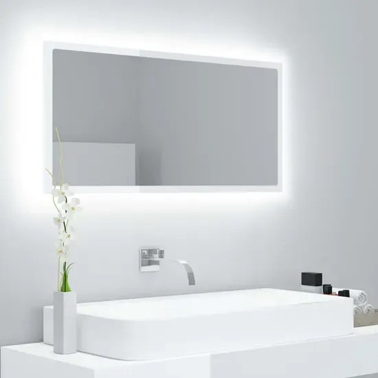 Nowoczesne białe lustro w połysku LED M2-T26