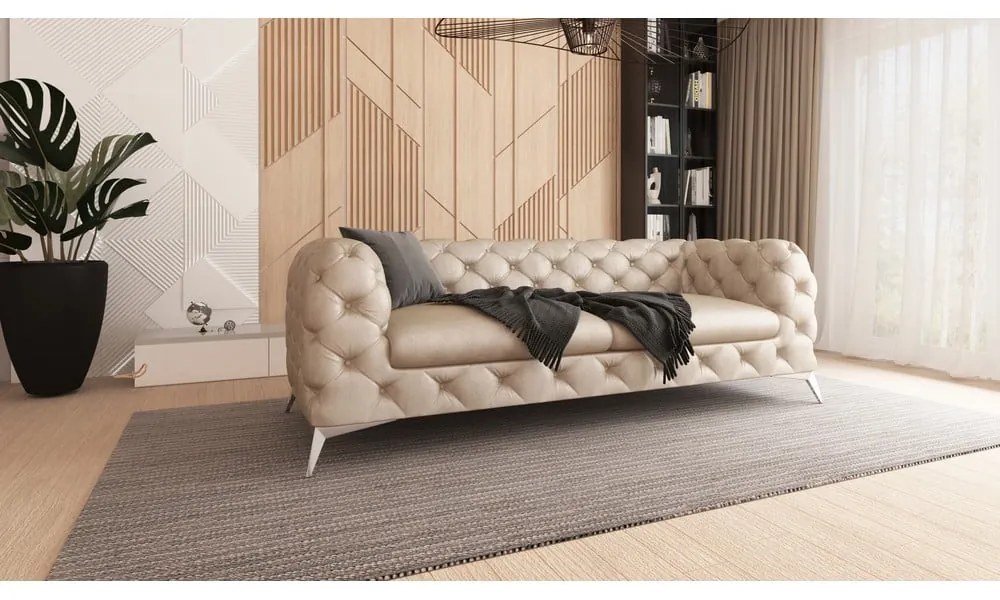 Beżowa aksamitna sofa 225 cm Chelsea – Ropez