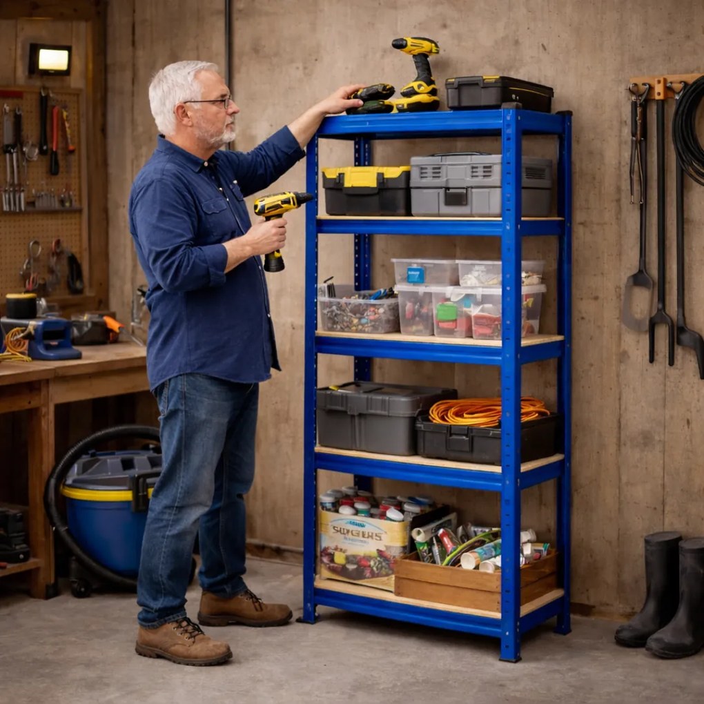 Regał o dużej nośności HEAVY, maks. 875kg, 90x40x180cm, niebieska Monzana