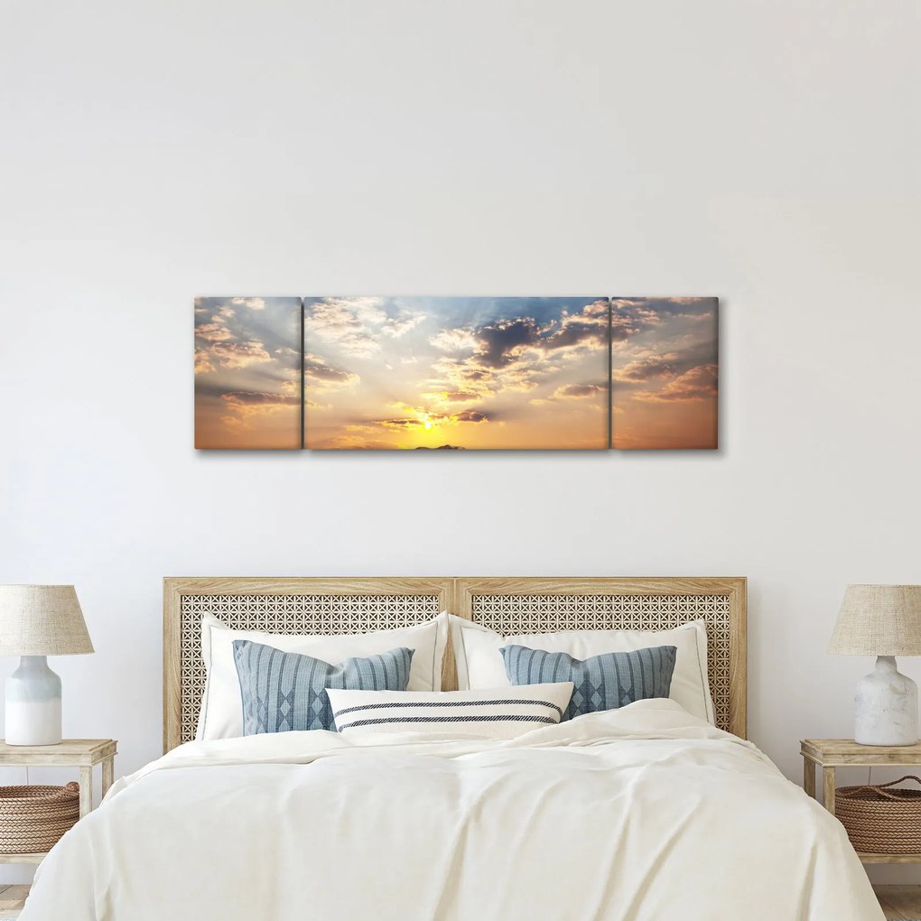 Obraz - Słonie wędrujące po sawannie (170x50 cm)