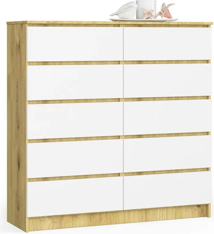 Skandynawska komoda dąb artisan + biały B7-R57