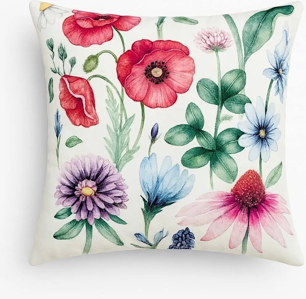 Dekoracyjna poszewka w kolorowe kwiaty 45x45 cm