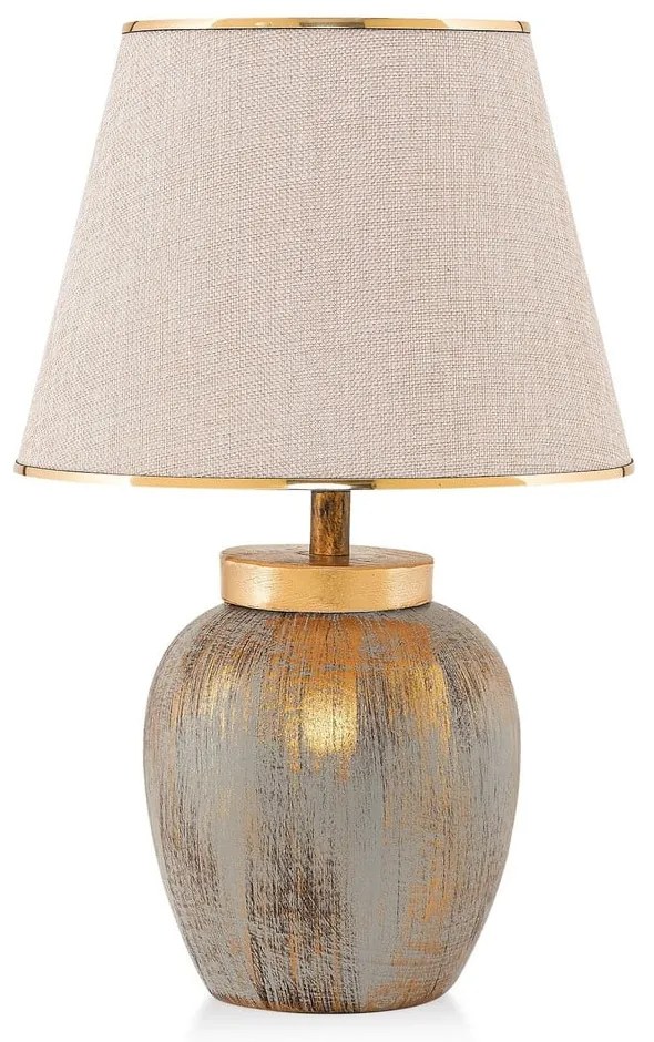 Kremowa/w kolorze złota lampa stołowa z tekstylnym kloszem (wysokość 47 cm) Yakamoz – Opviq lights
