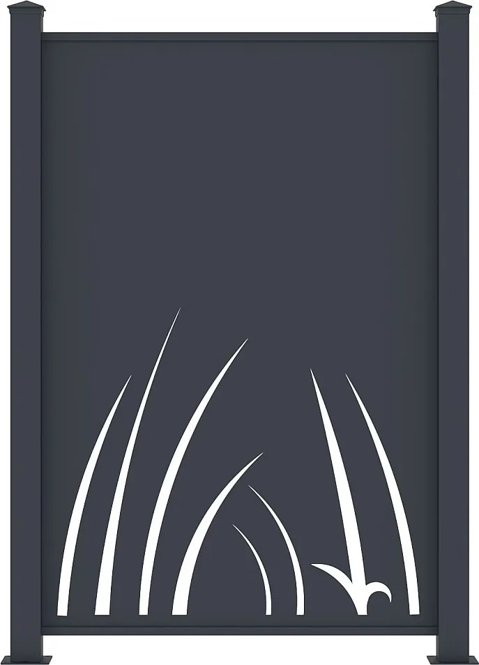 Ogrodzenie aluminiowe  z motywem roślinnym wycinanym laserowo – zestaw startowy – wys. 164 x szer. 118 cm – antracyt – BRAMENO