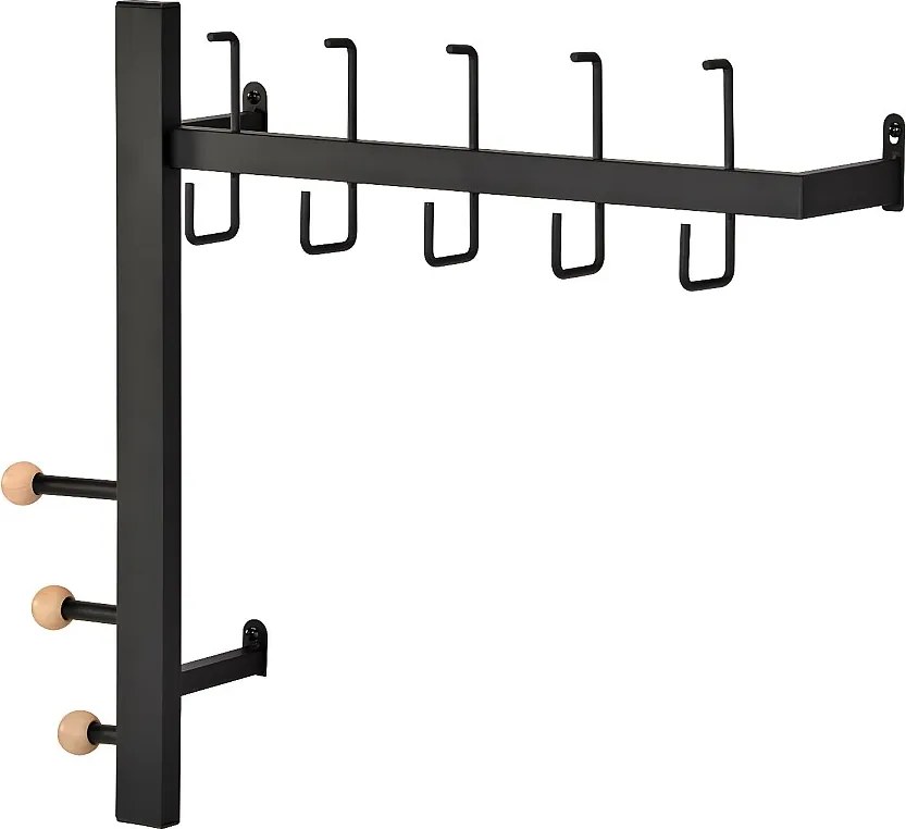 Wieszak ścienny - metalowy - czarny - IRINA
