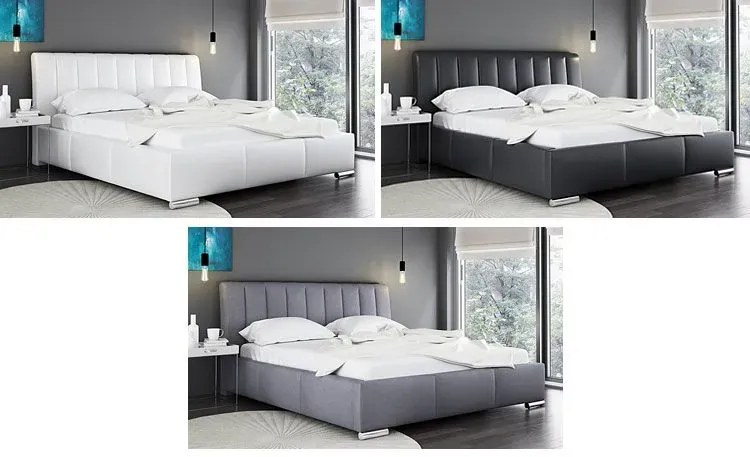Nowoczesne łóżko z eleganckim zagłówkiem Fato 2X 140x200 - 44 kolory