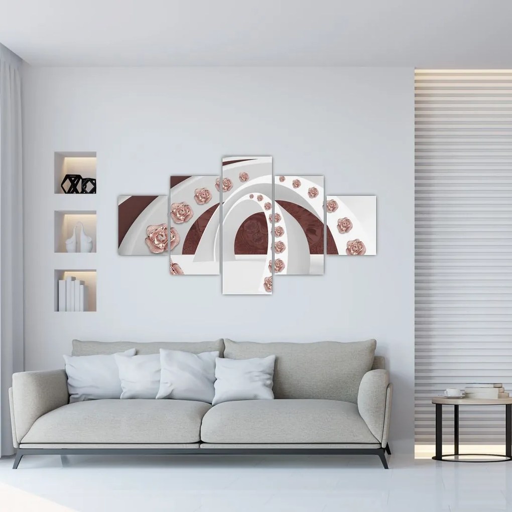 Obraz - Chmury 3D z kwiatami (125x70 cm)