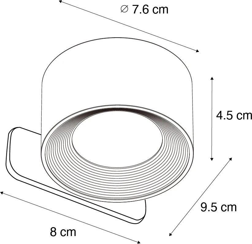 Nowoczesna lampa ścienna i sufitowa czarna z akumulatorem LED - Bright