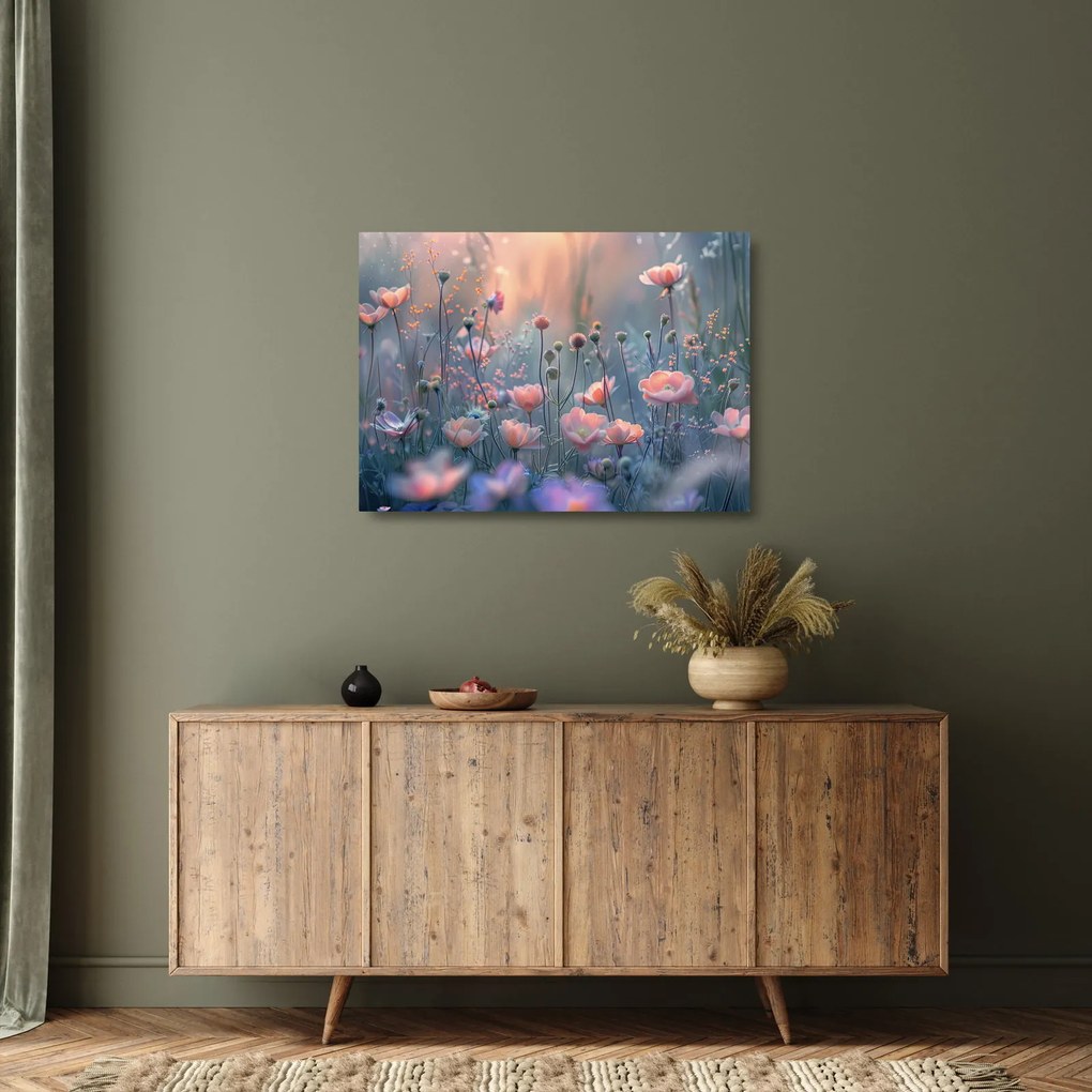 Obraz na szkle - Kwiaty w pastelowych kolorach (70x50 cm)