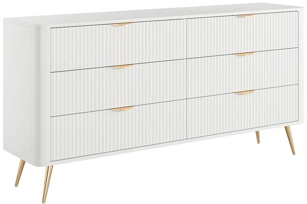 Komoda z 6 szufladami - Białe i złote - ELONARIA od Pascal Morabito