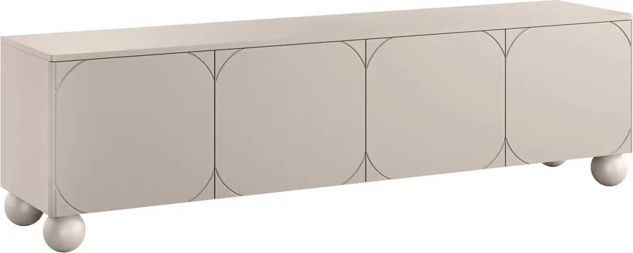 Szafka RTV Sonatia II 200 cm czterodrzwiowa na nogach kulach - kaszmir