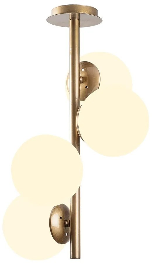 Biała/w kolorze mosiądzu lampa sufitowa ze szklanym kloszem ø 15 cm Faze – Opviq lights