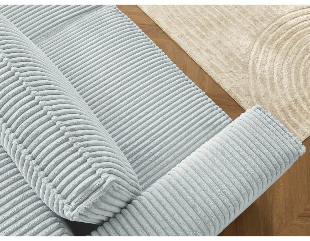 Jasnoszara sztruksowa rozkładana/ze schowkiem sofa 244 cm Chelsea – Bobochic Paris