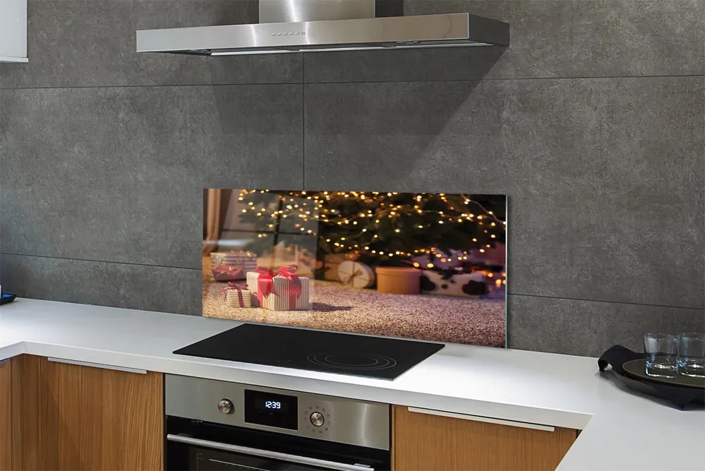 Szklany Panel Bożonarodzeniowe Prezenty pod Choinką