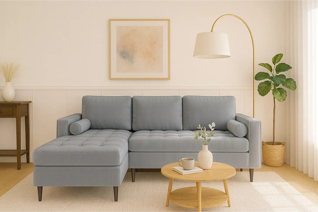 Narożnik lewy rozkładany Monza 246x172 cm z funkcją spania - szary  Monolith 85