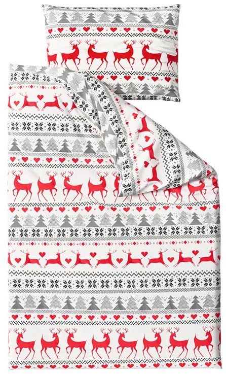 PrzytulneMieszkanie.pl PrzytulneMieszkanie.pl Pościel flanelowa DEER DREAMS białe Rozmiar pościeli: 2 szt 70 x 90 cm | 200 x 220 cm