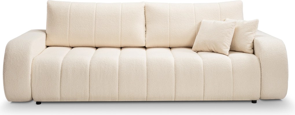 Masseno Sofa GIOIA z funkcją spania i pojemnikiem na pościel, Rozkładana sofa - Kremowy, LAMBI 8