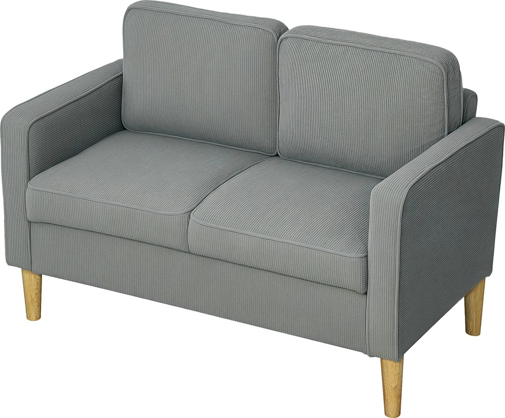 HOMCOM Dwuosobowa sofa z miejscem do przechowywania i solidnymi drewnianymi nogami, do salonu, sypialni, 117 x 63 x 79 cm, Jasnoszary