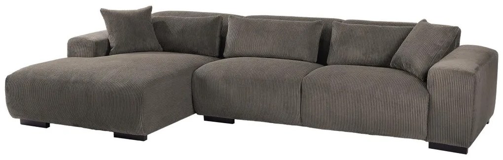 Kanapa narożna lewa welurowy z sztruksowego materiału w kolorze taupe OVENTINO od Maison Céphy