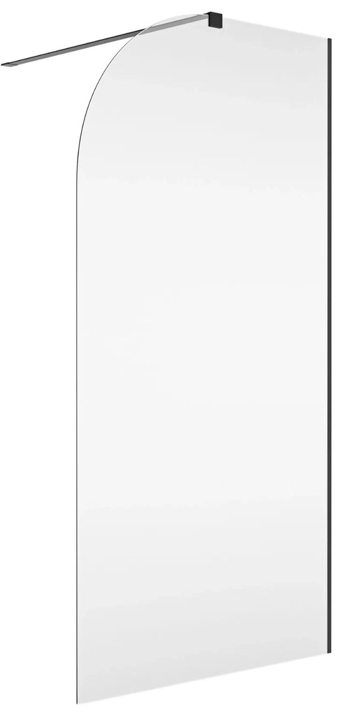 Ścianka prysznicowa WALK IN FIX przezroczysta półokrągła 8 mm MOLIS NATURE Clear Moon MASSI | różne rozmiary : Kolor profili kabiny - czarny, Szerokość ścianki - 100 cm, Typ montażu - WALK in FIX (Do ściany)