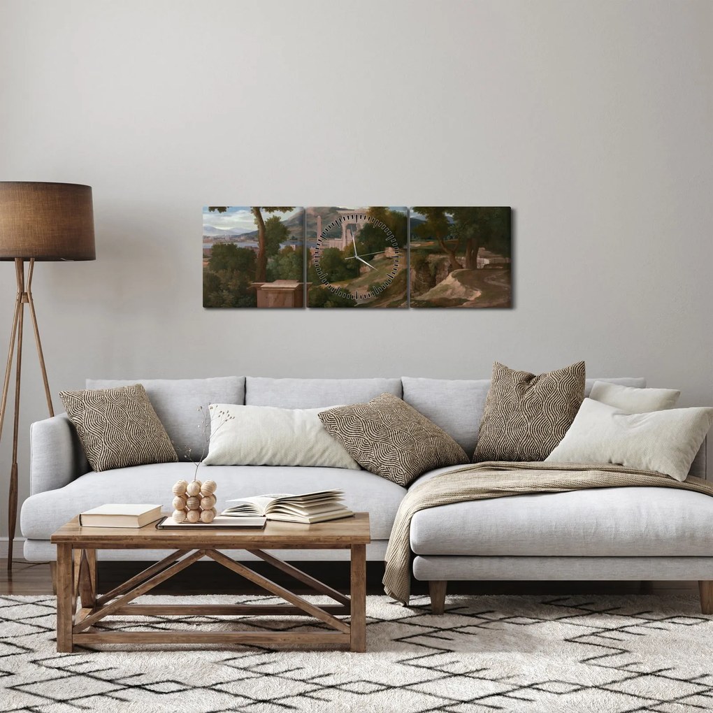 Obraz - Nicolas Poussin, Landscape with Saint John on Patmos, reprodukcje (z zegarem) (90x30 cm)