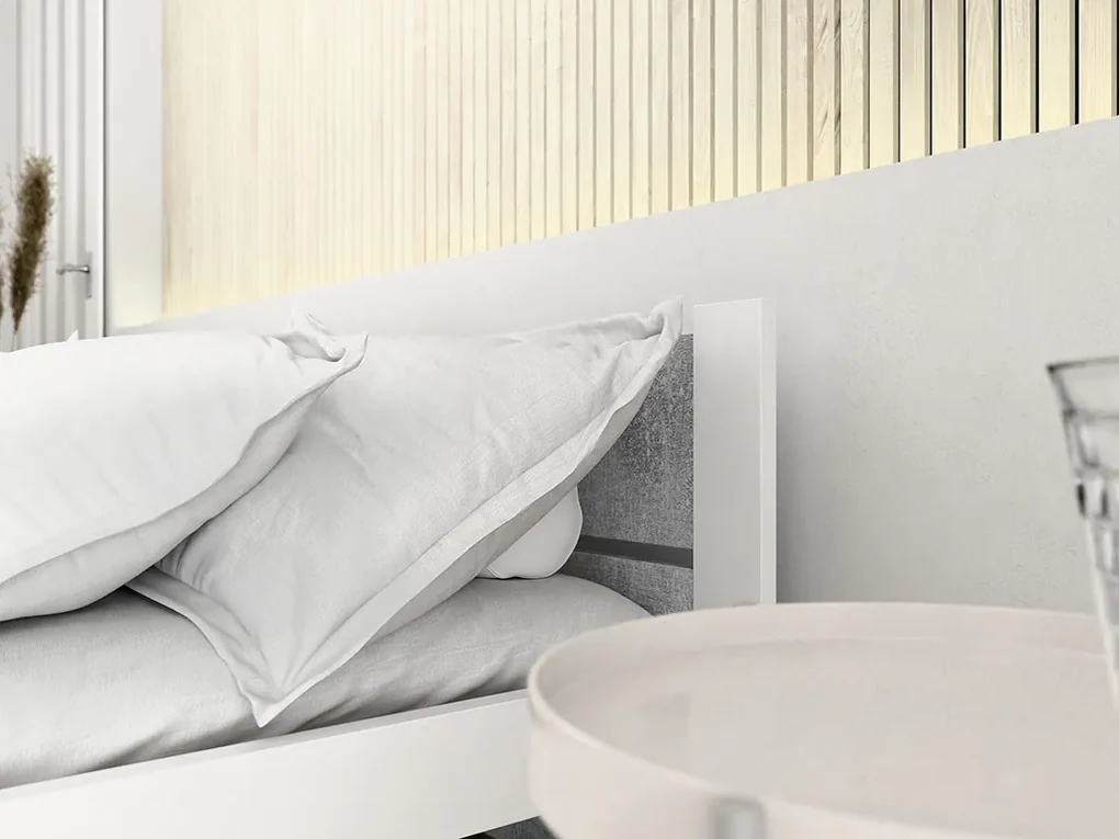 Łóżko IKAROS DOUBLE 120 x 200 cm, beton/biała Stelaż: Ze stelażem listwowym rolowanym, Materac: Materac Coco Maxi 20 cm
