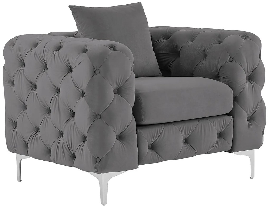 Fotel Chesterfield z weluru antracytowy – EDWINA