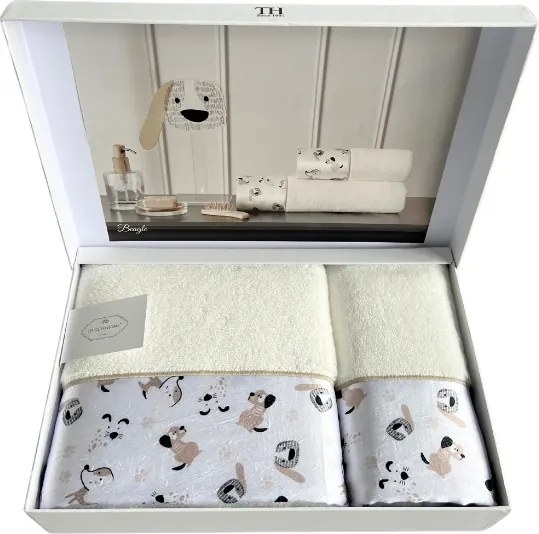 Podarunkowy zestaw ręczników dla dzieci BEAGLE, 2 szt Beżowy