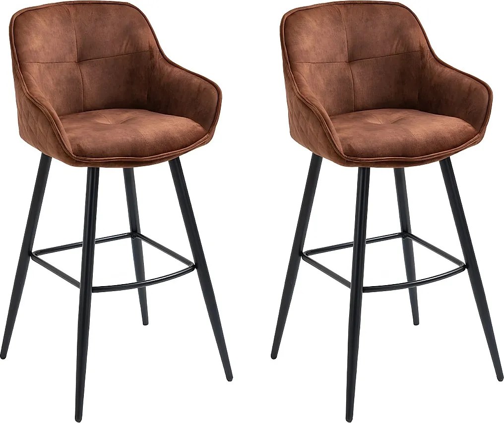 Zestaw 2 krzeseł barowych - materiał i metal - brązowoczerwony - SHERRY