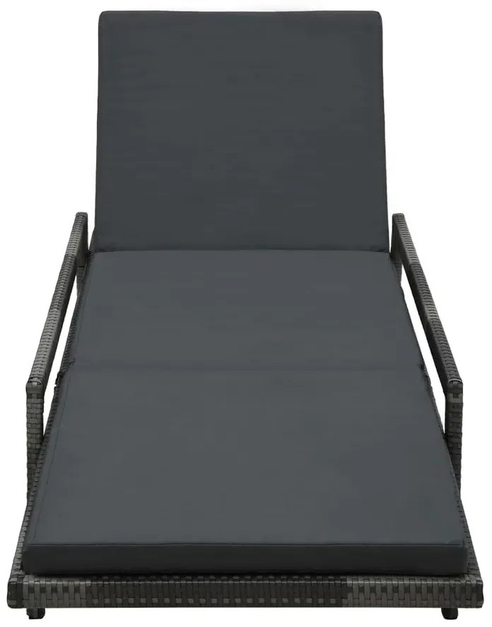 Szary fotel, leżak ogrodowy z poduszką MidelT4-K21