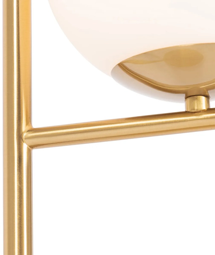 Lampa stołowa art deco złota i opalowe szkło - FloreDesignerski Oswietlenie wewnetrzne