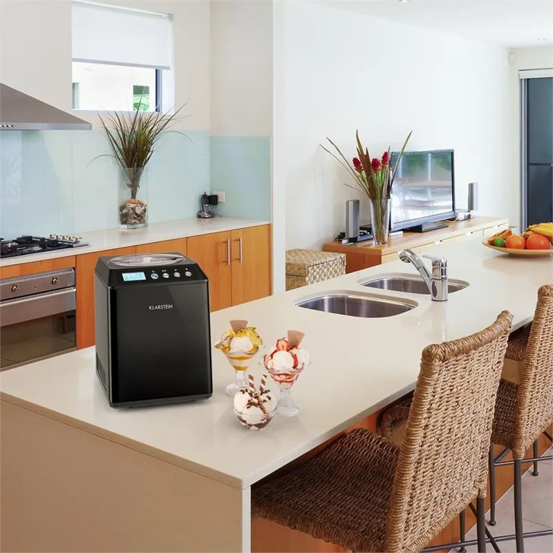 Klarstein Vanilla Sky 2.5L 250W Maszynka do Lodów z Kompresorem Czarna