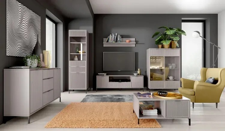 Witryna z lamelami w kolorze cashmere - Tardes 11X