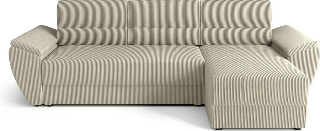 Rozkładana narożna sofa TAVERO 251x140 cm, jasnobeżowa, uniwersalna