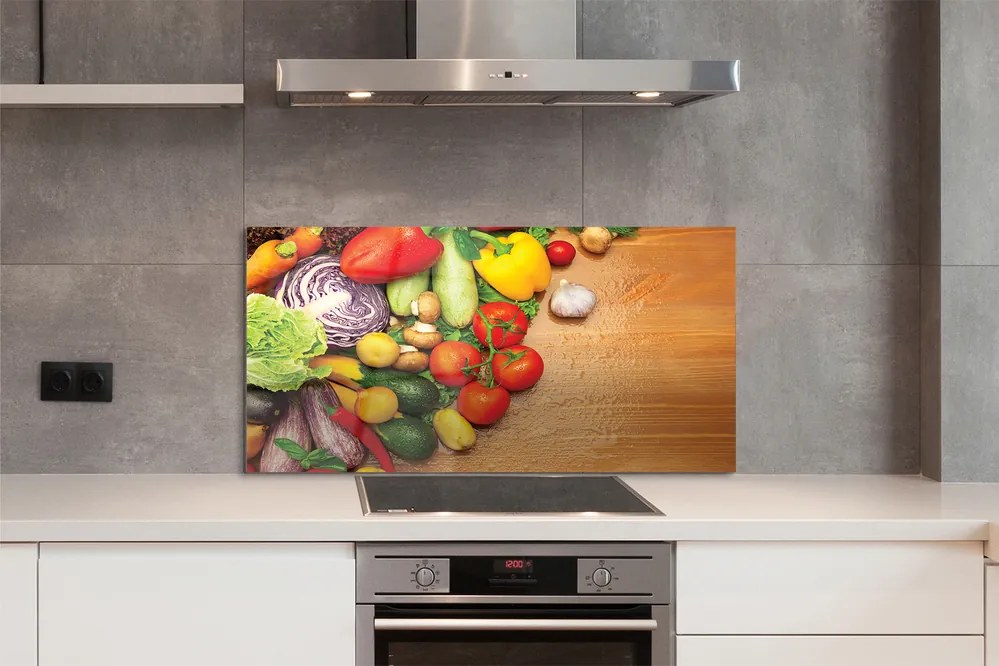 Szklany Panel Warzywna Kompozycja z Pieczarkami