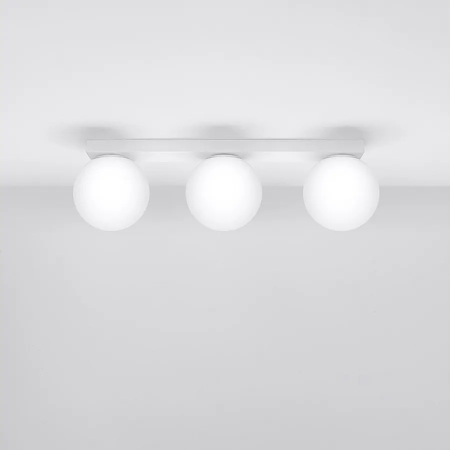 Plafony nowoczesny Zynfi, stal/szkło - 3 źródło światła 4000K - L.50 x H.14.5 cm - biały