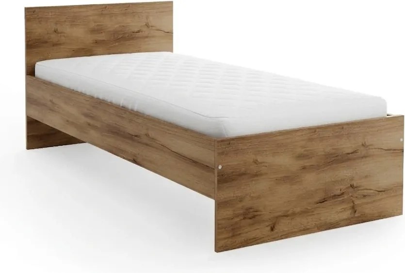 Łóżko ELISA 90 x 200 cm, dąb artisan Stelaż: Ze stelażem listwowym rolowanym, Materac: Materac Deluxe 10 cm