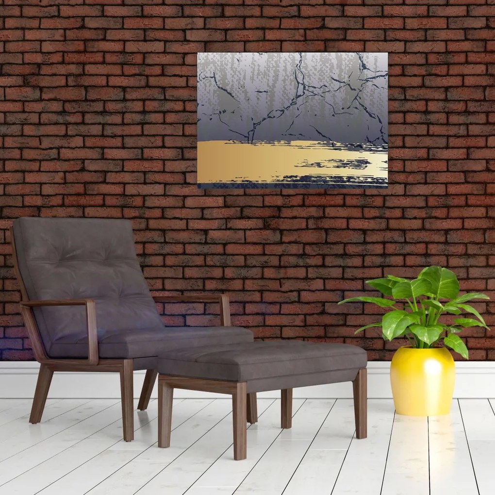 Obraz - Niebiesko-złota abstrakcja N⁰1 (70x50 cm)