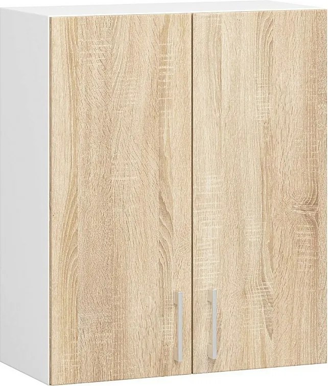 Szafka kuchenna AKORD W60 system LIMA Biała 60 cm 2 drzwi kolor Dąb Sonoma mat 2 półki 60x30,5x72 cm