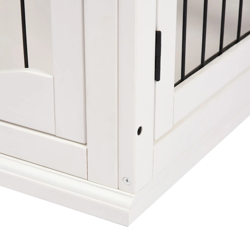 PawHut Solidna Klatka dla Psa - 2 Drzwi, MDF, Metal, Biała - Bezpieczny Azyl dla Pupila | Aosom PL