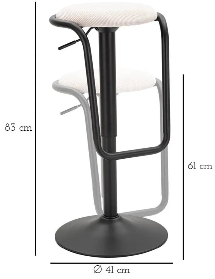 Biały/czarny tapicerowany hoker z regulowaną wysokością (wysokość siedziska 61 cm) Destiny – Mauro Ferretti