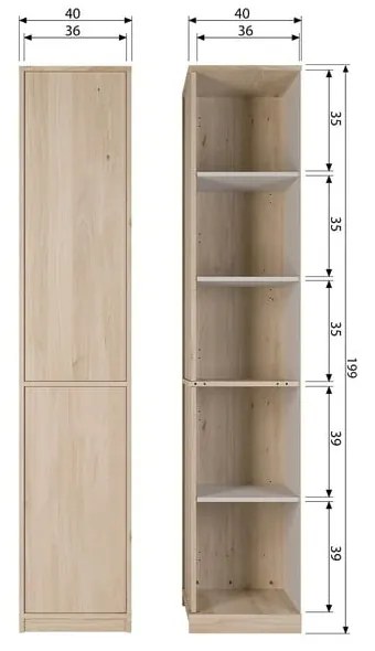 Szafka modułowa w dekorze dębu 40x199 cm Modulair – vtwonen